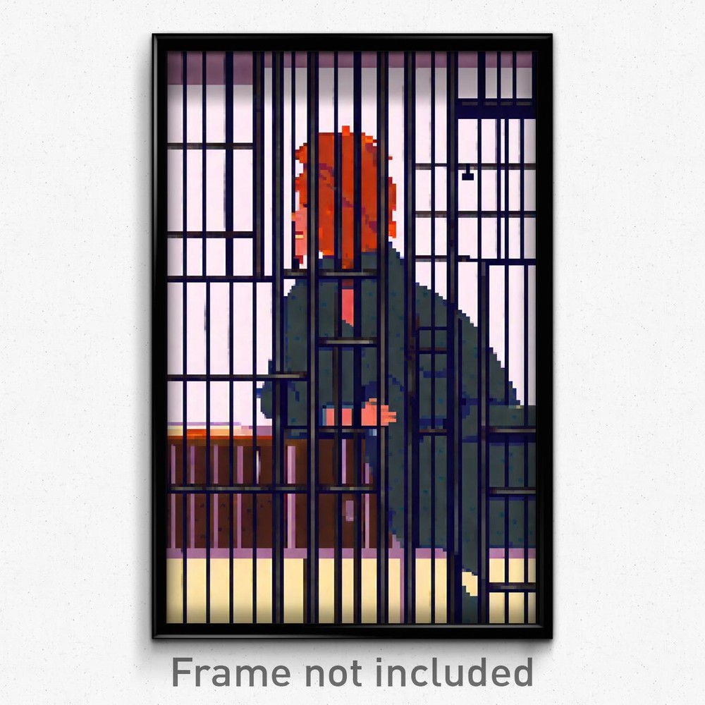 8-Bit Pixel Art Jail Poster - Psychedelic Trippy Video Game Wall Print