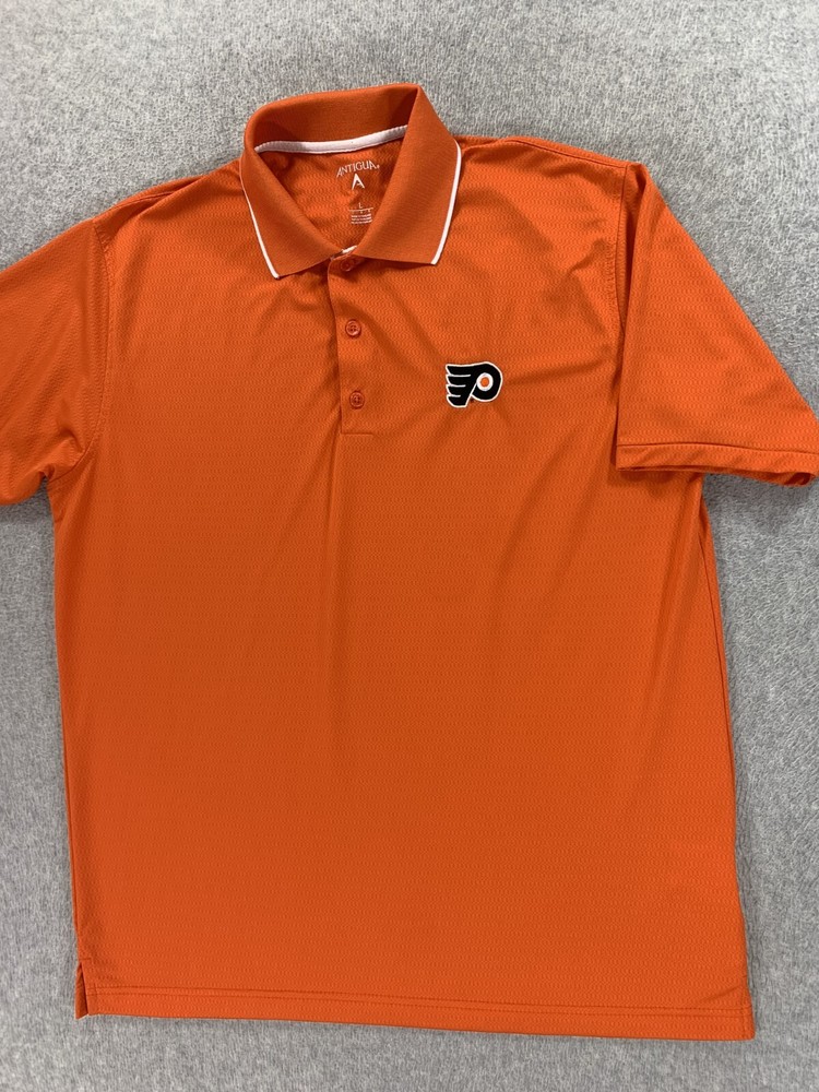 Philadelphia Flyers Antigua Hockey Short Sleeve Polo Shirt (Men's Large) Orange