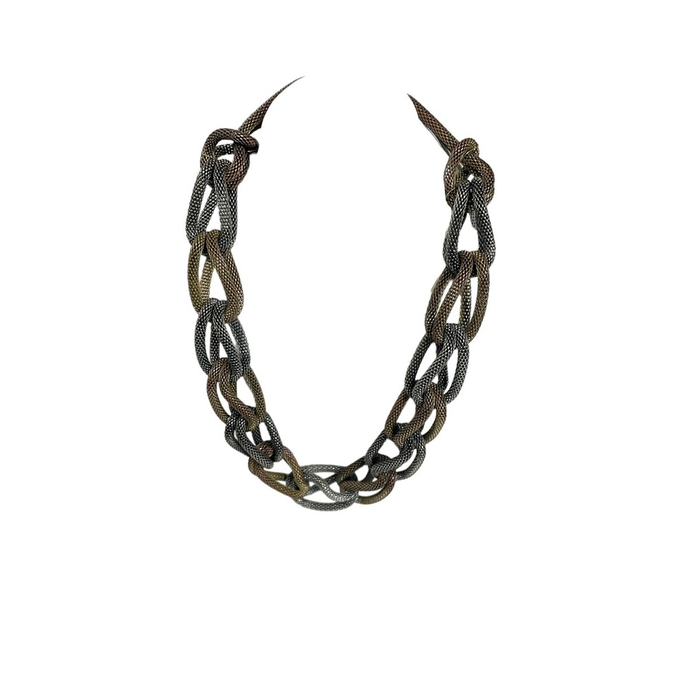 Metallic Chunky Twist Chain Link Necklace 17 Inch Costume Jewelry
