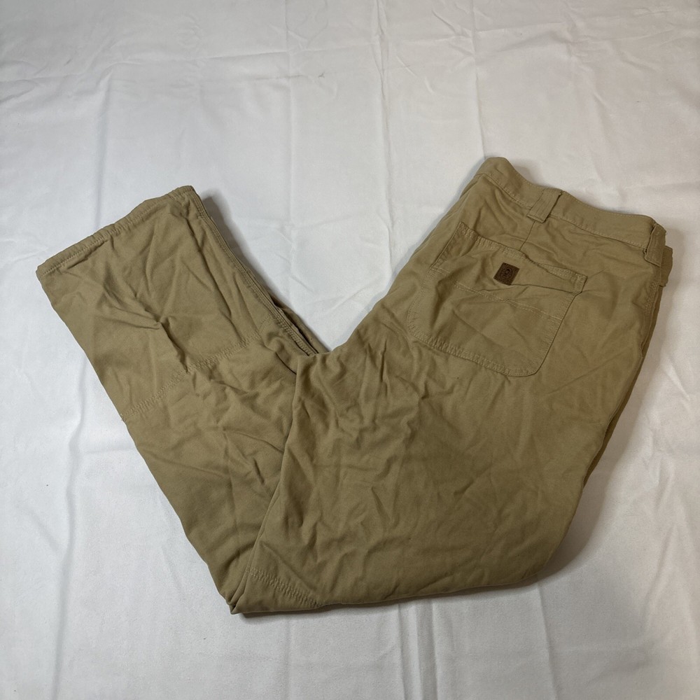 Coleman Chino Work Pants 40x32 Brown Canvas Fleece Blanket Lined Straight Leg