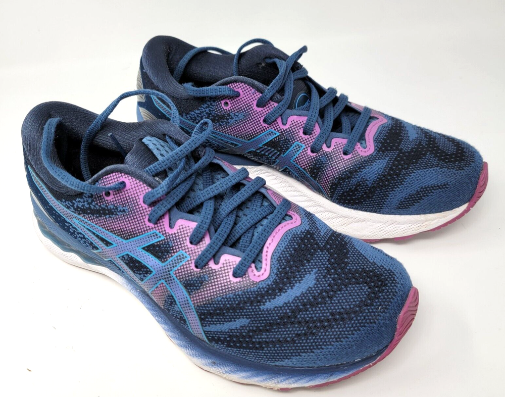 Asics Womens Gel Nimbus 23 1012A885 Running Shoes Blue Pink Sneakers Size 8.5