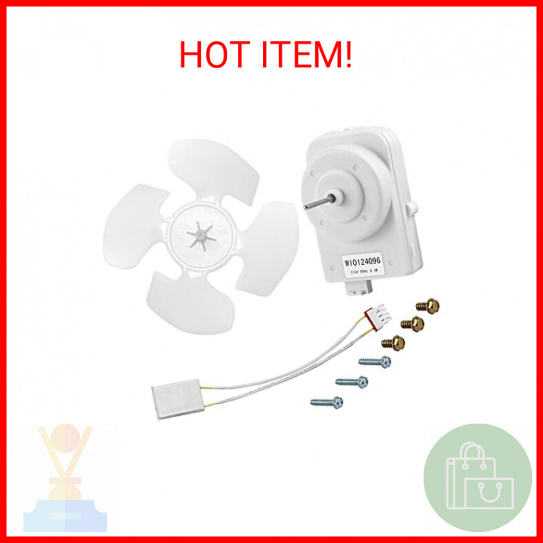 W10124096 Condenser Fan Motor Kit Compatible with Whirl-Pool Kitche-Naid Refrige