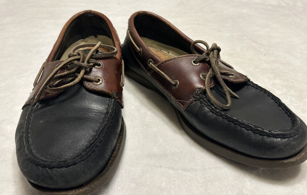 G.H. Bass Mens Shoes Size 7M Brown Black Hampton Core Leather Boat Shoes