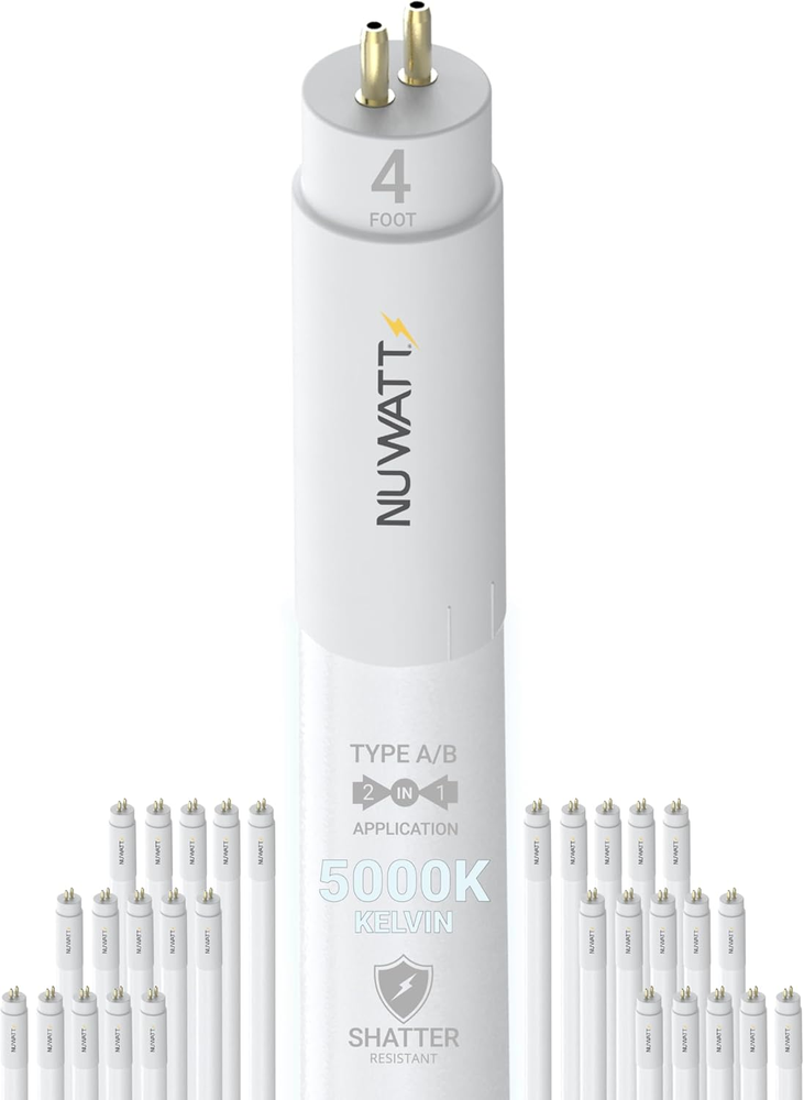 NUWATT 30 Pack, 4FT T5 LED Tube Lights Type A+B, Hybrid T5 LED Bulbs 5000K Dayli