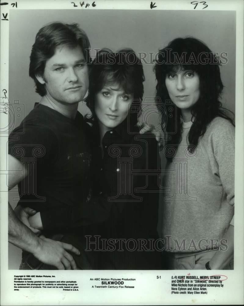1983 Press Photo Kurt Russell, Meryl Streep and Cher star in 
