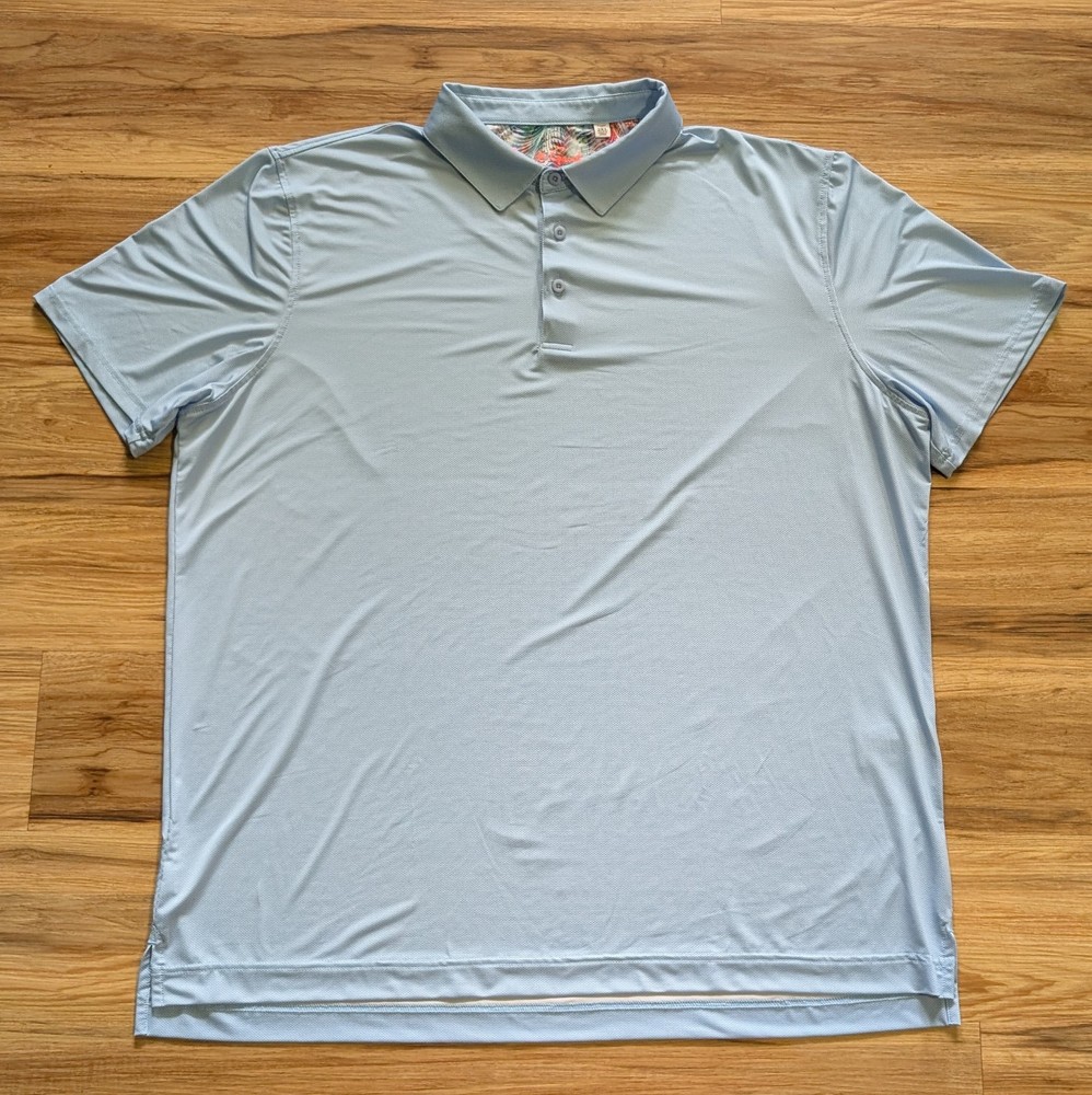 Robert Graham Polo Shirt Men 2XL Blue Geometric Classic Fit Short Sleeve Stretch