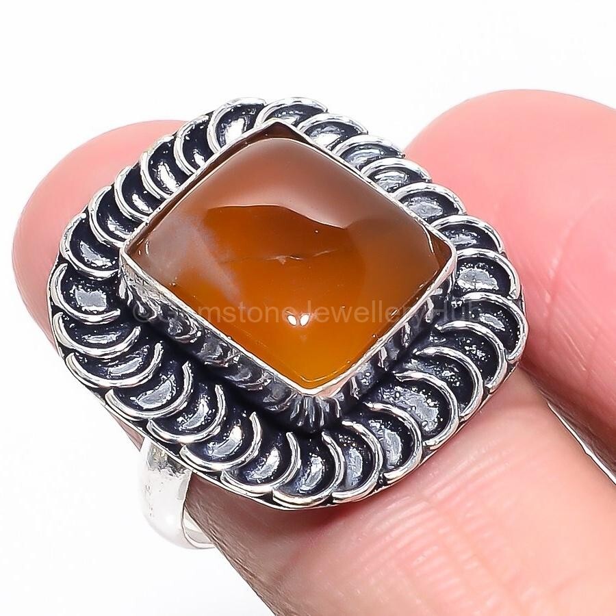Christmas Sale Brown Onyx Gemstone Mother Channel Set Statement Ring 925 Silver-image