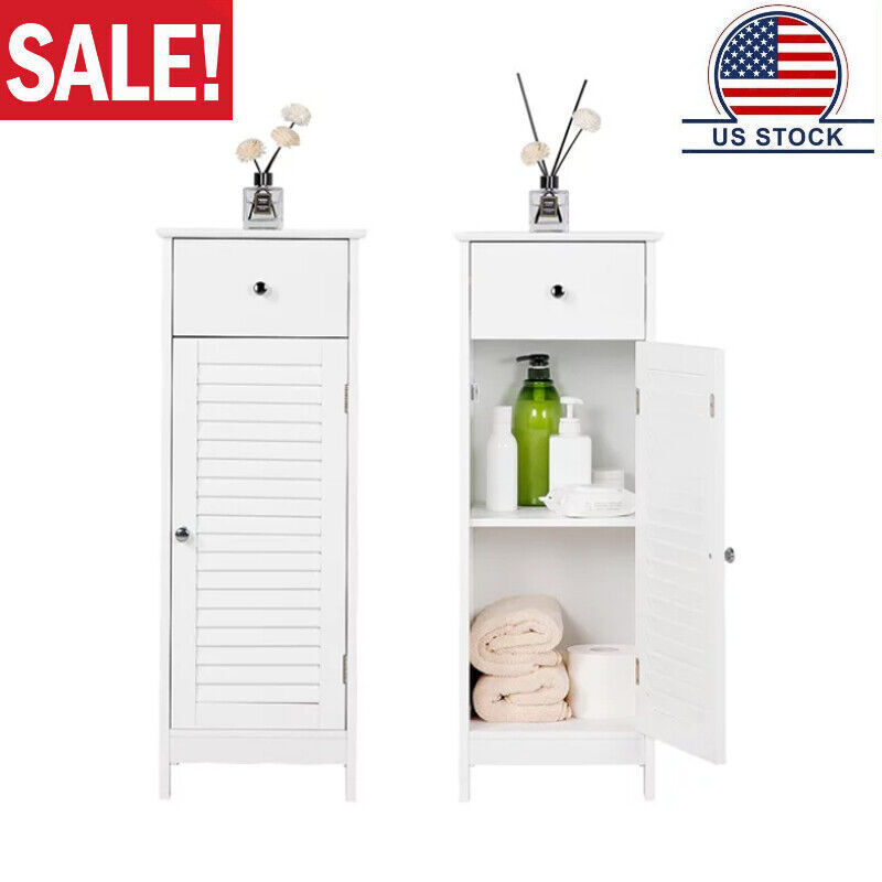 Wooden Storage Floor Cabinet with Drawer and Single Shutter Door Organizer