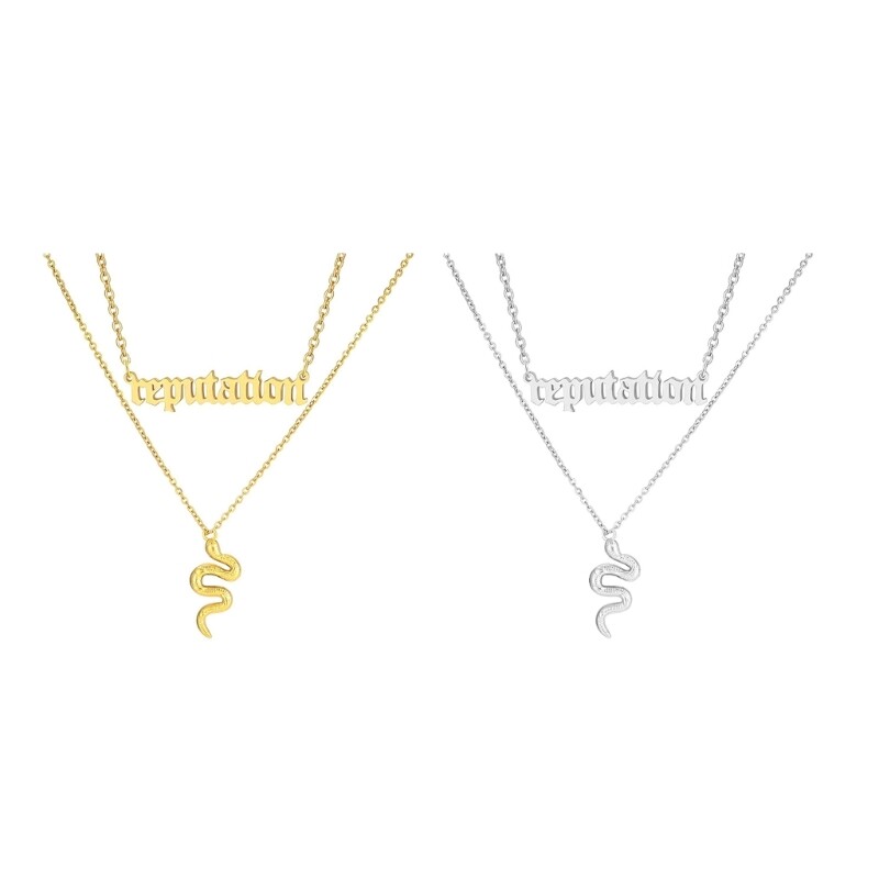 Stainless Steel Clavicle Chain Serpent Letter Necklace Multilayer Neckchain