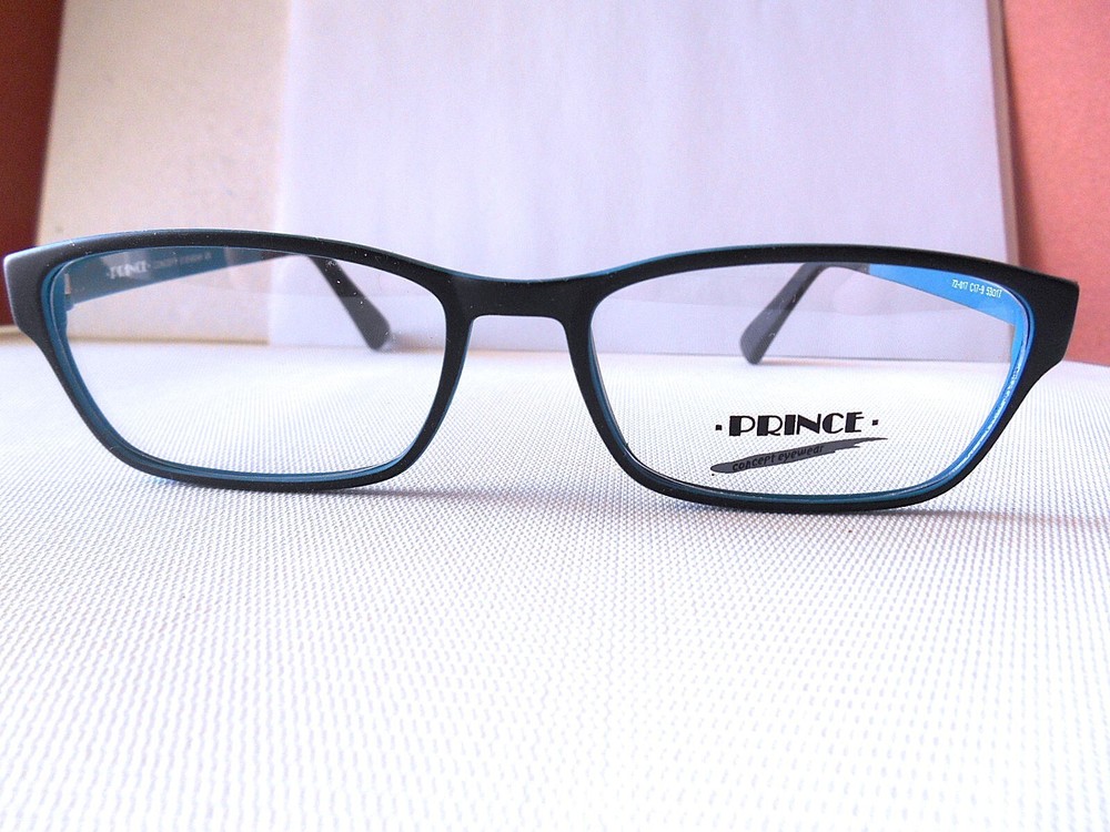 PRINCE Matte Black Teal Plaid Prescription Eyeglass Frames for Men and Women