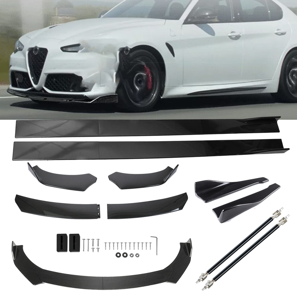 Front Lip Chin Bumper Body Kits Side Skirt For Alfa Romeo Giulia 2017- Carbon F