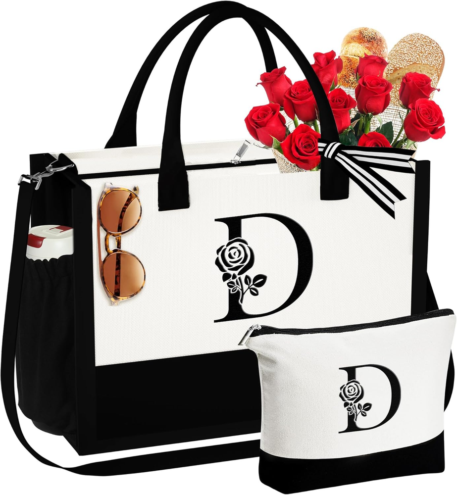 Mothers Day Canvas Tote & Makeup Bag Personalized Birthday Gift for Women-image