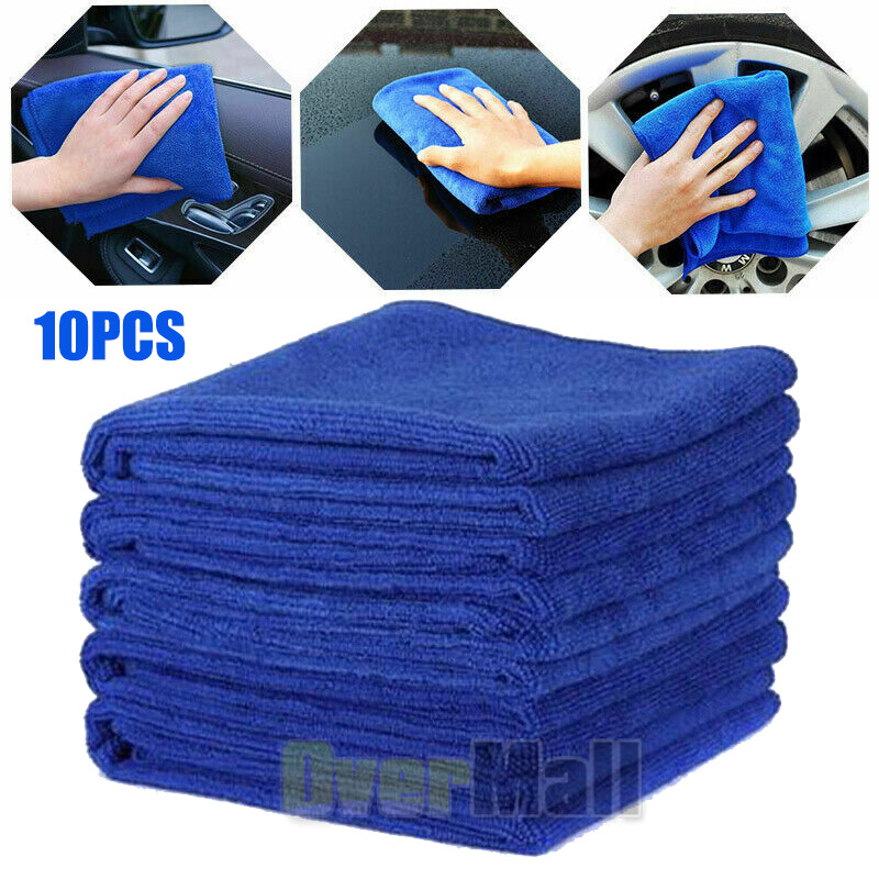 10-Pack 12x12 Inch Blue Microfiber All-Purpose Cleaning Cloths