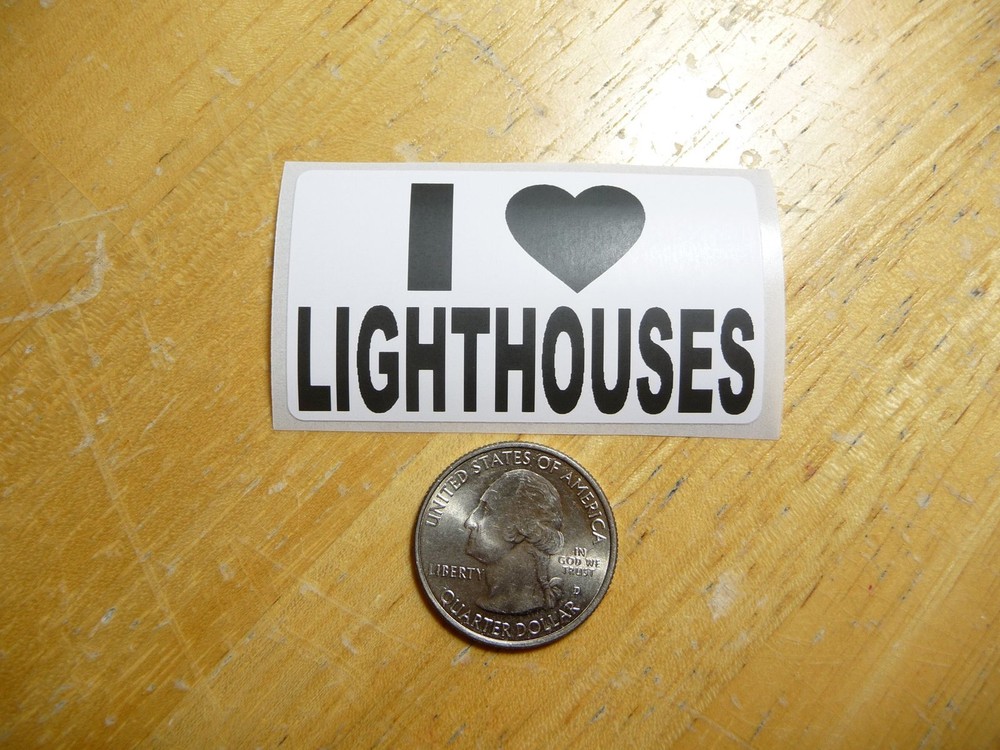 Bulk Order 1-50 I Love Lighthouses Car Decals or Window Stickers  