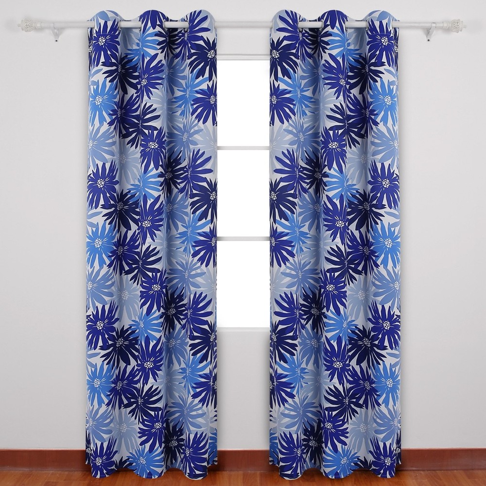 Thermal Blackout Spring Print Curtains for Sliding Glass Doors Light Blocking Energy Efficient