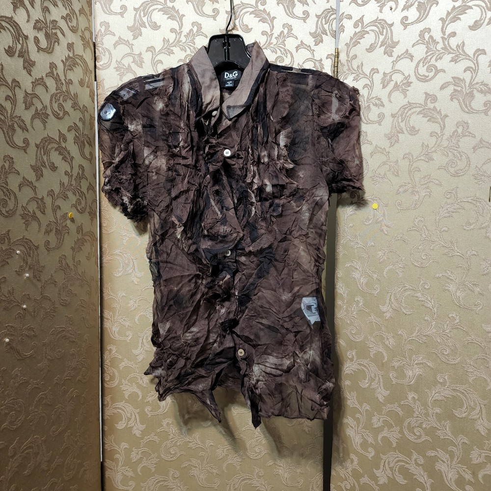 24 HOUR FLASH SALE! D&G Dolce & Gabbana Brown Sheer Blouse Top Size 40-image