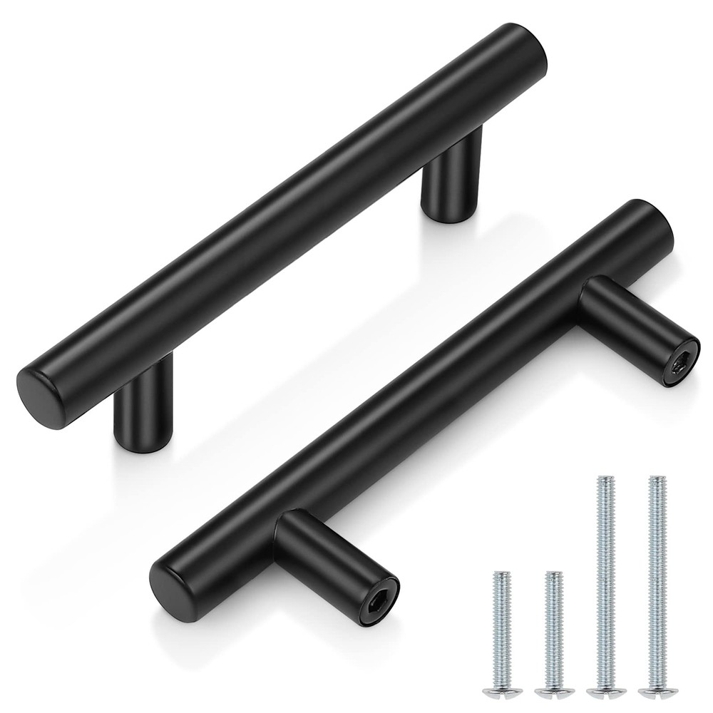 (20 Pack Flat Black Modern Cabinet Pulls Drawer Handle Kitchen Cupboard Euro ...
