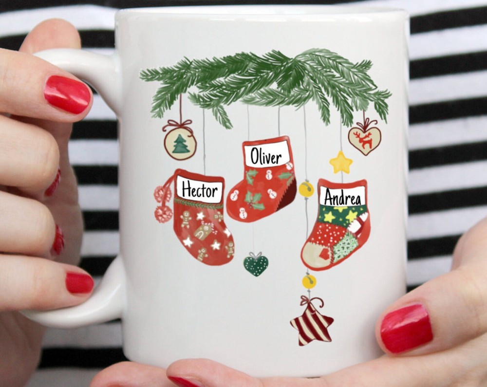 Custom Name Christmas Stockings Mug Christmas Coffee Cup Personalized Coffee Cup