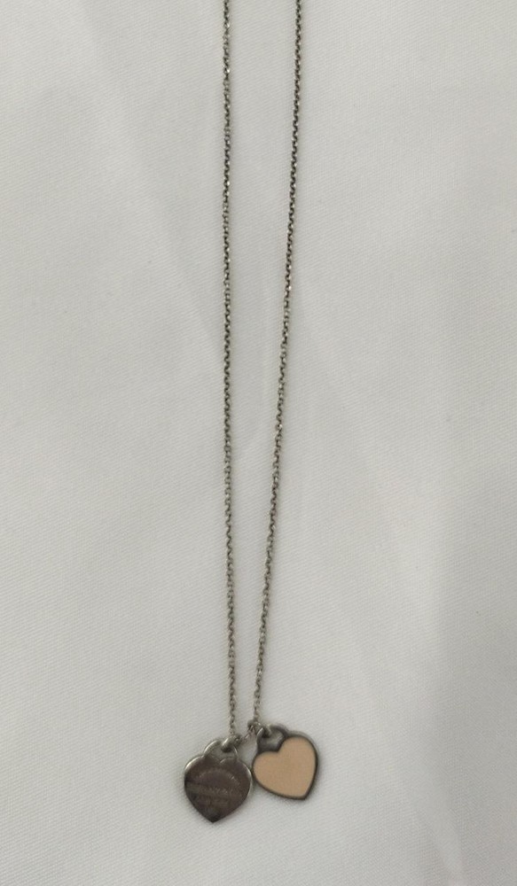 Tiffany Co. Return To Collection Pink Double Heart Tag Pendant