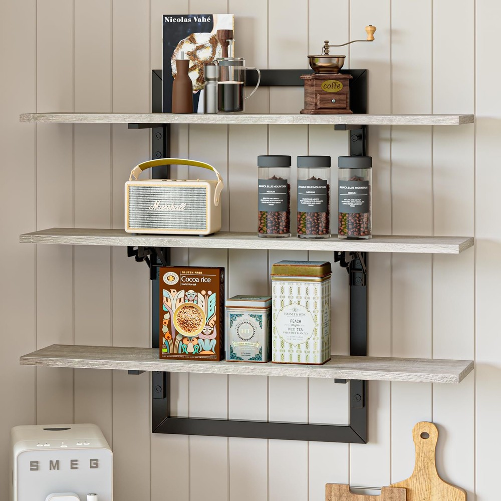 Floating Shelves for Wall, 32 inch Kitchen Shelves Wall Mounted, 3 Tier Coffe...