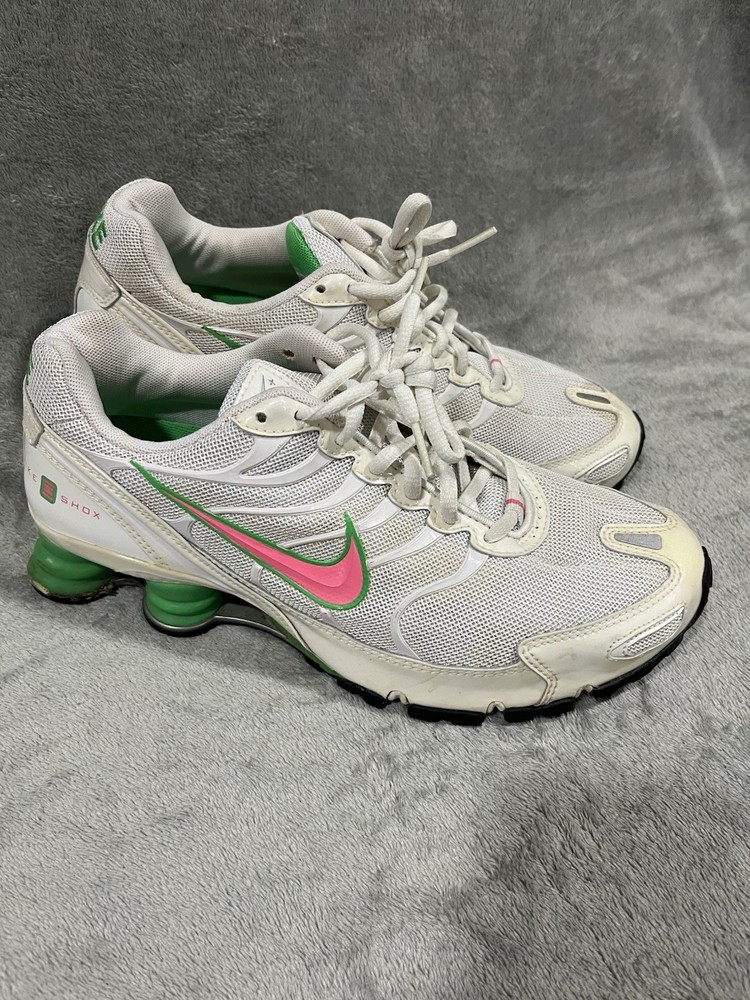 Nike Shox Womens BRS 1000 Running Shoes White  Pink and Green Size 9.5