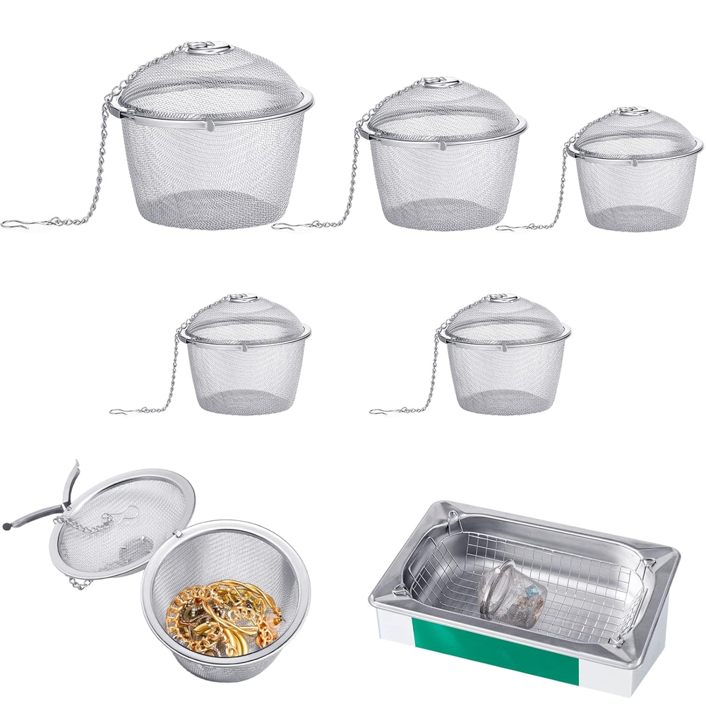 Rozer 5-Piece Stainless Steel Jewelry Cleaner Basket Set in Assorted Sizes  