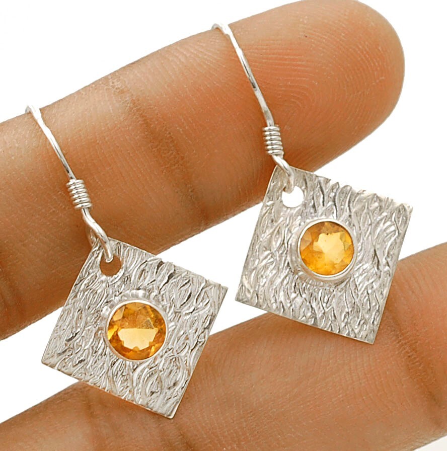Natural Citrine Earrings in 925 Sterling Silver, 1 1/3