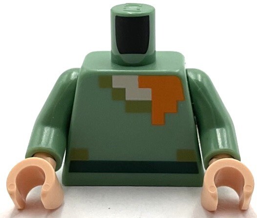 Lego Sand Green Torso with Pixel Shirt and Olive Collar Minifig