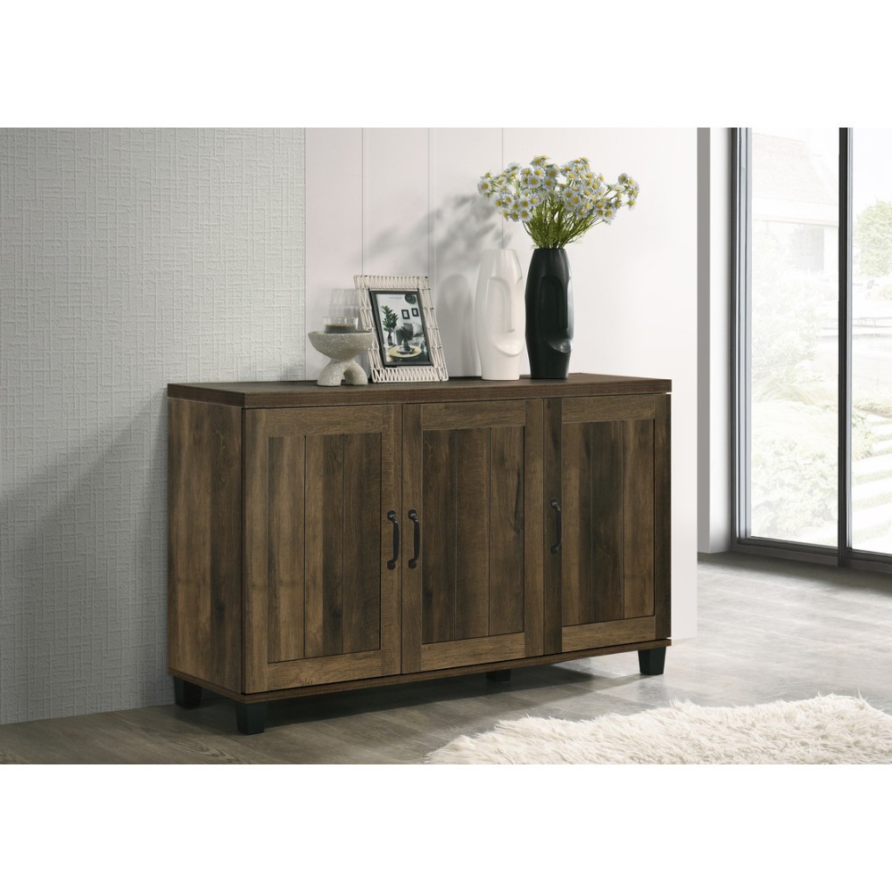 Dark Oak 3 Door Shoe Cabinet 6 Adjustable Shelves Particle Board Construction
