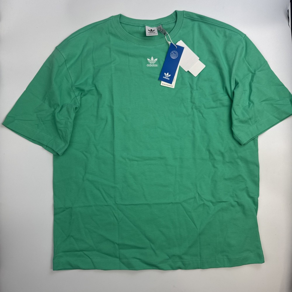 adidas Women's Oversized T-Shirt Small S Hi-Res Green Logo Relaxed Cotton New