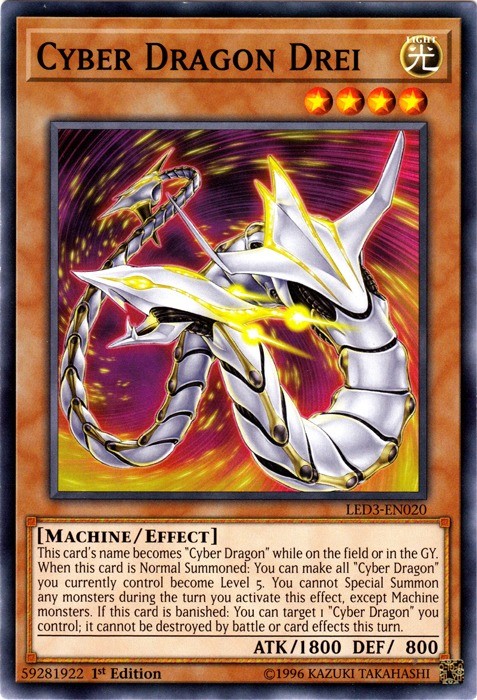 Cyber Dragon Drei LED3-EN020 1st Edition NM Common Legendary Duelist Card-image