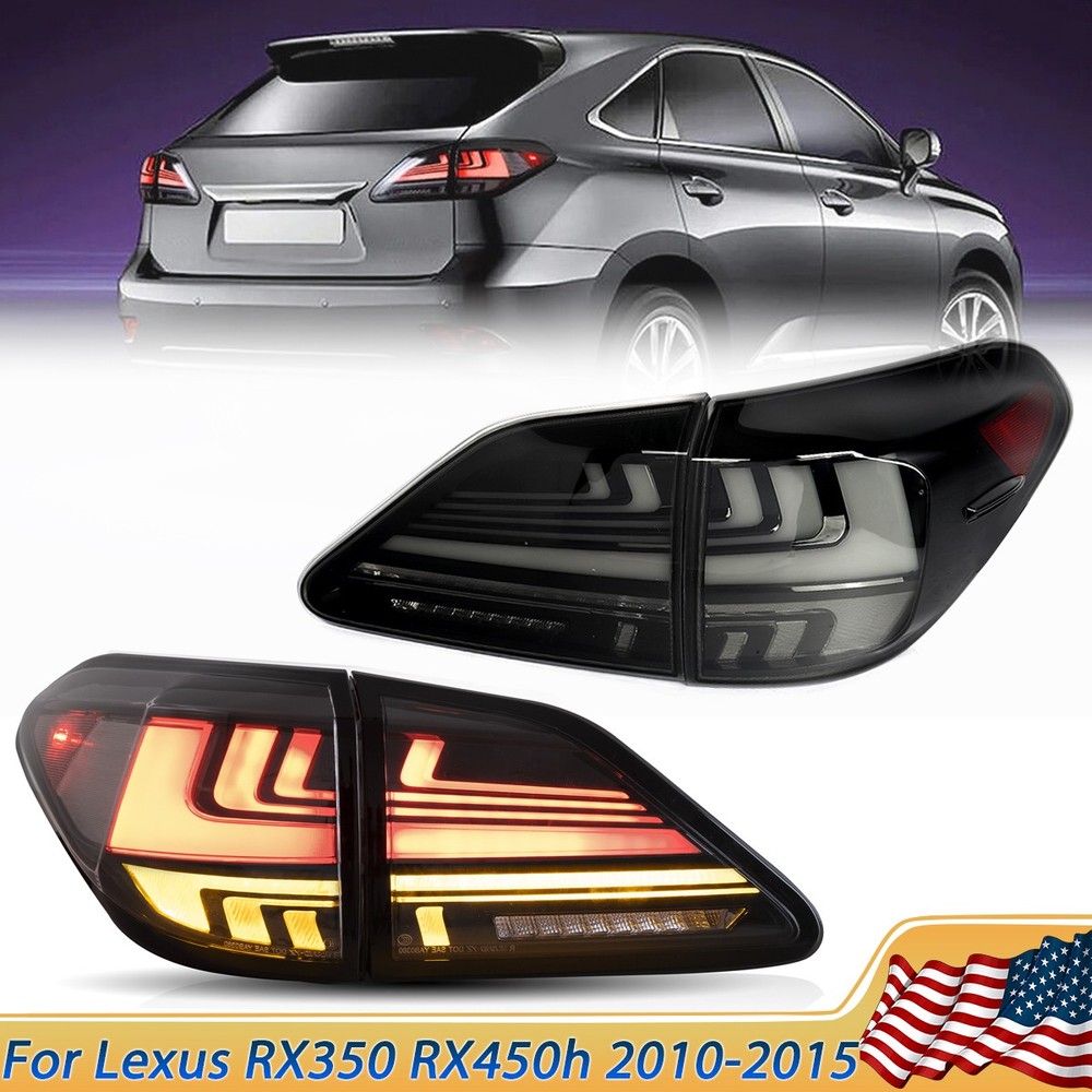 LED Tail Lights for 2010-2015 Lexus RX350 RX450 Clear Rear Lamps Pair Assembly