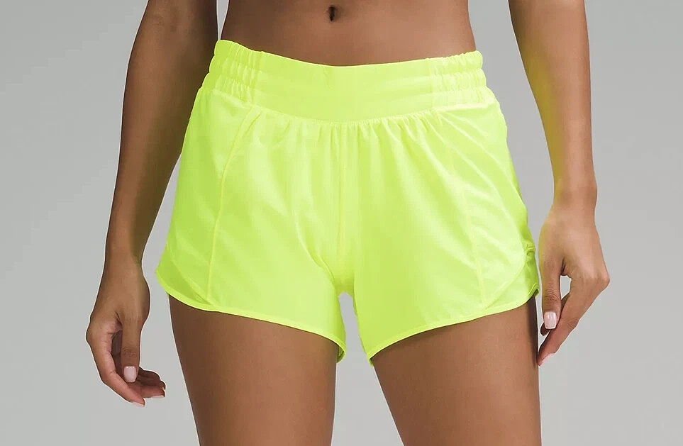 Lululemon NWT Neon Yellow Hotty Hot Low Rise Lined Active Shorts Size 6