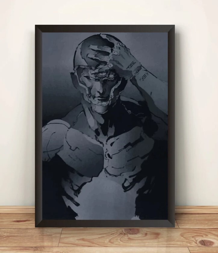 Gray fox Visor OFF Cyborg Ninja Frank Jaeger MGS Premium Poster