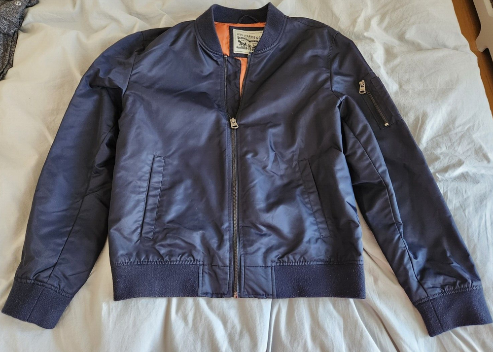 Levi's Nylon Satin Bomber Jacket - Men's Medium Navy