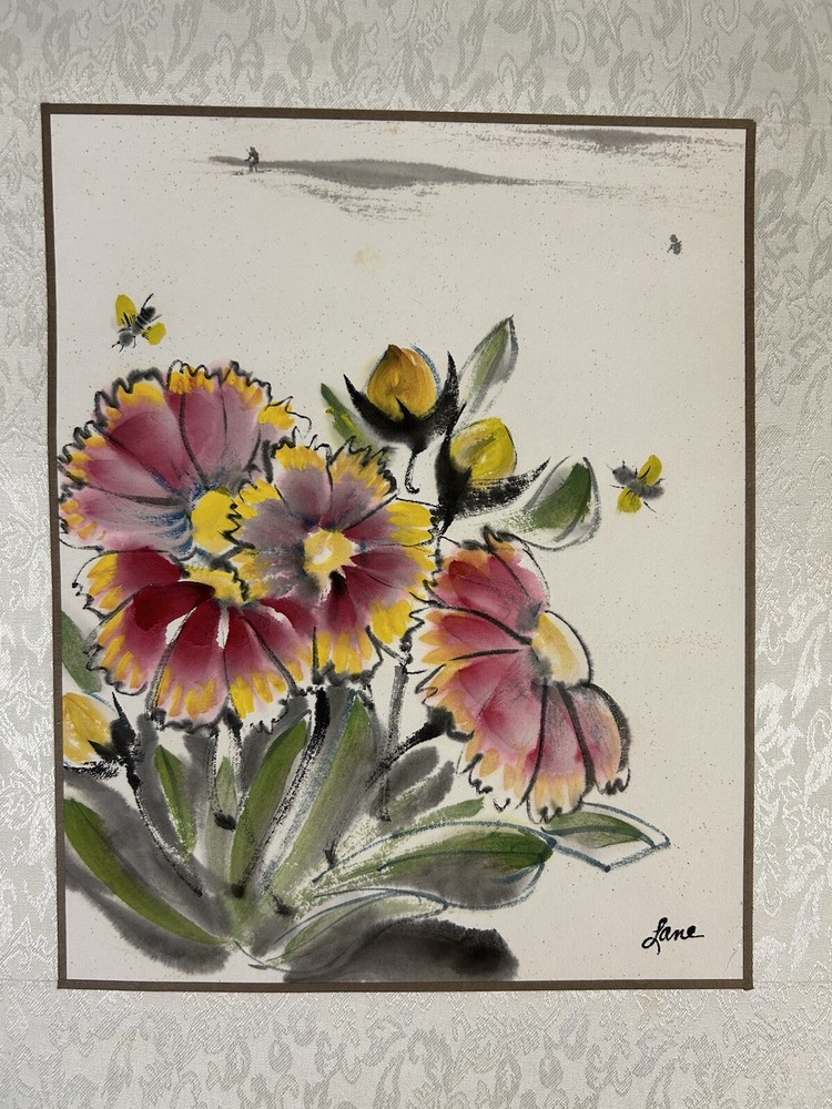 Mike Lane Custom Painting - Chinese Brushwork Flowers