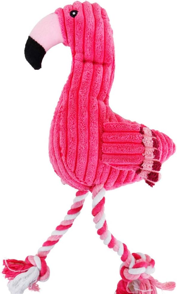 Dog Plush Toys,Cute Flamingo Durable Squeaky Teething Toys for Puppy, Interactiv