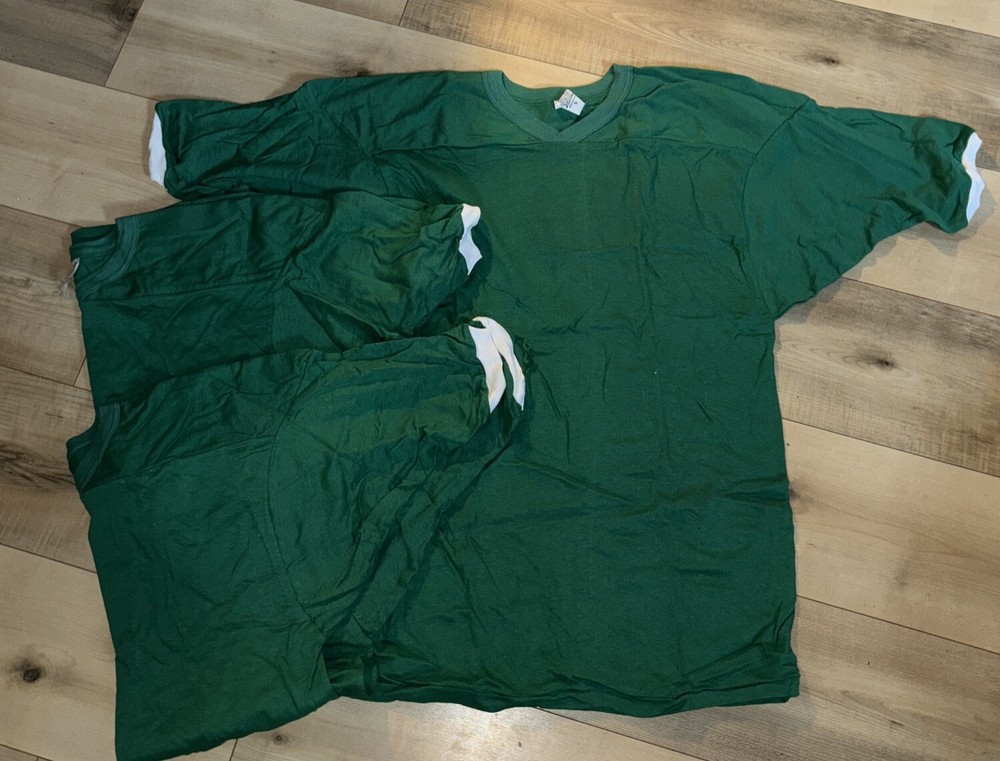 Lot Of 3 Vintage Retro Quarter Sleeve Baseball Jersey L Deadstock Kelly Green