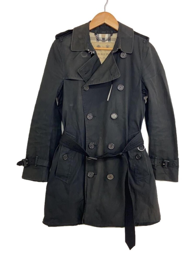 BURBERRY Trench Coat THE KENSINGTON Nova Check 44 Cotton Black Used