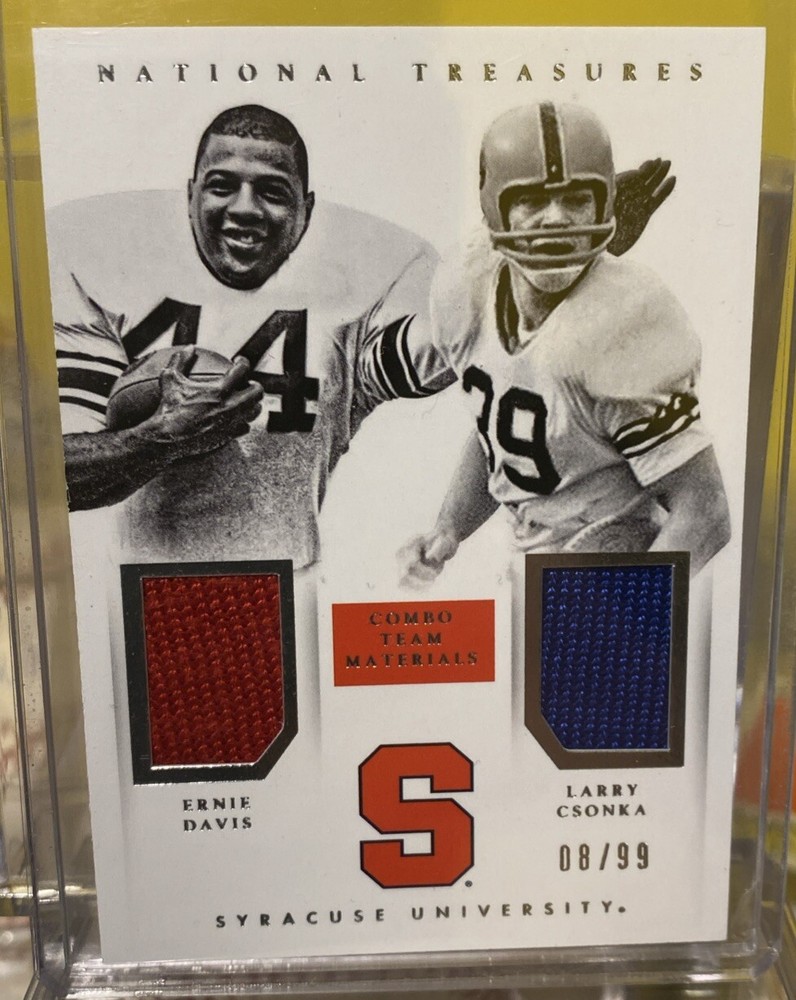 Ernie Davis & Larry Csonka Patch National Treasure 08/99! Hall Of Fame Panini!
