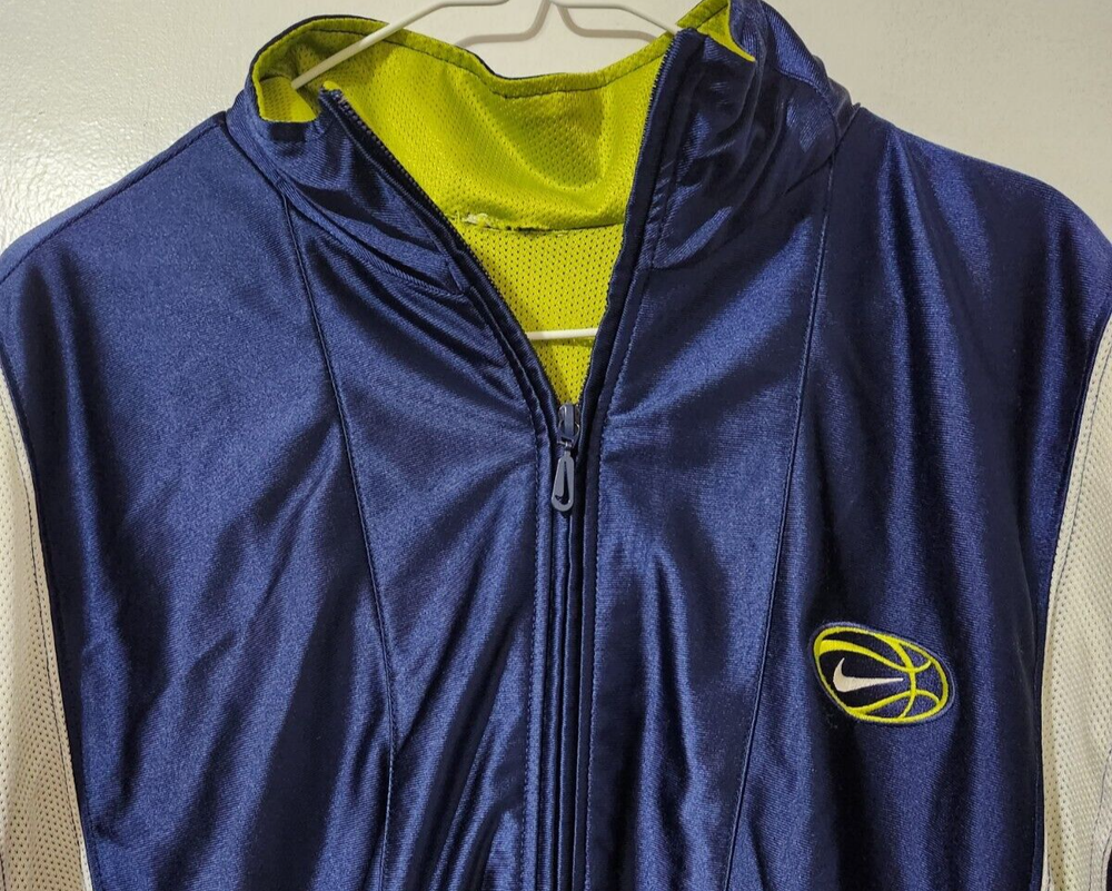 Nike Mens XL Blue Basketball Warm Up Activewear Snap Button Up Overshirt VTG