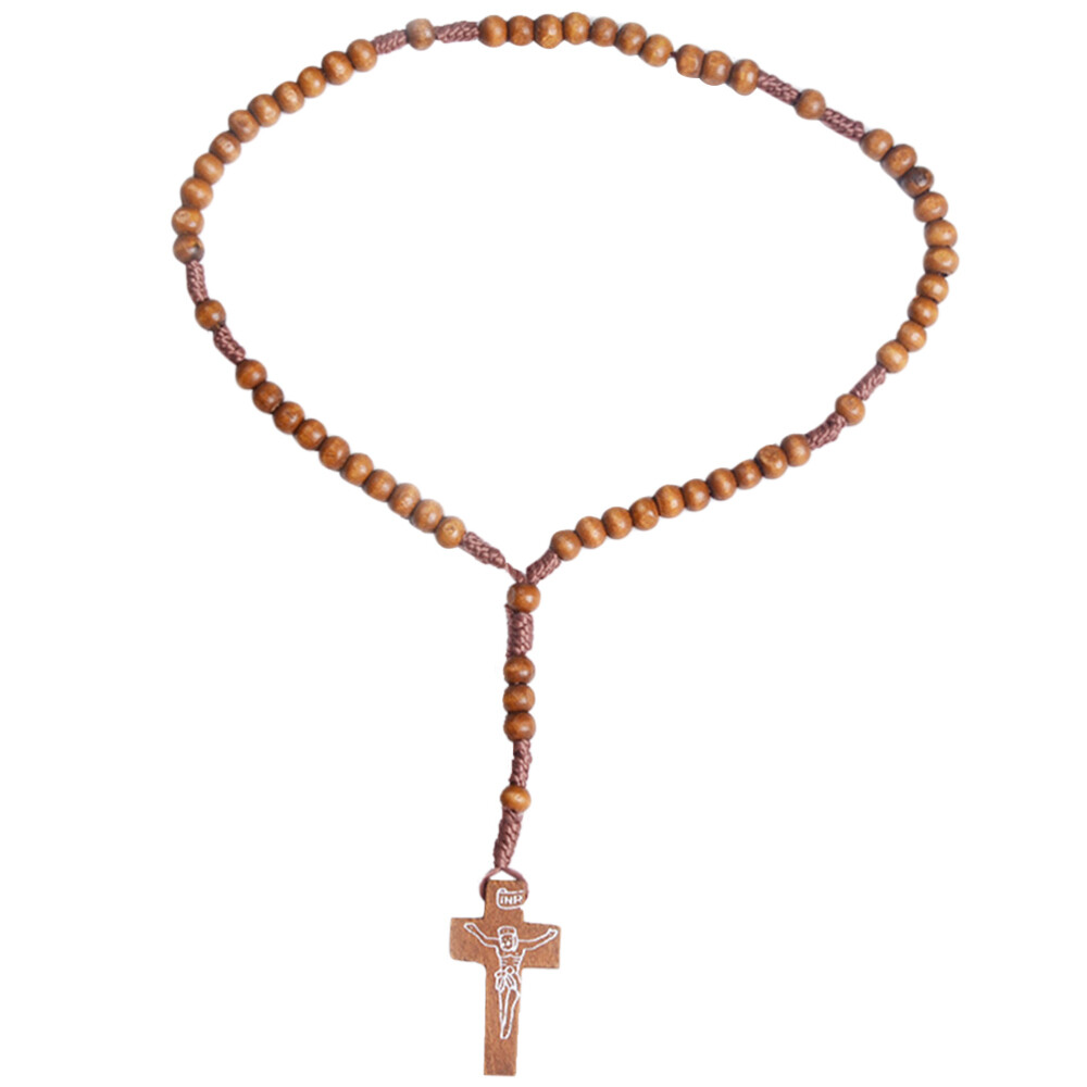 Catholic Pendant Beaded Necklace Cross Rosary Beads Necklaces