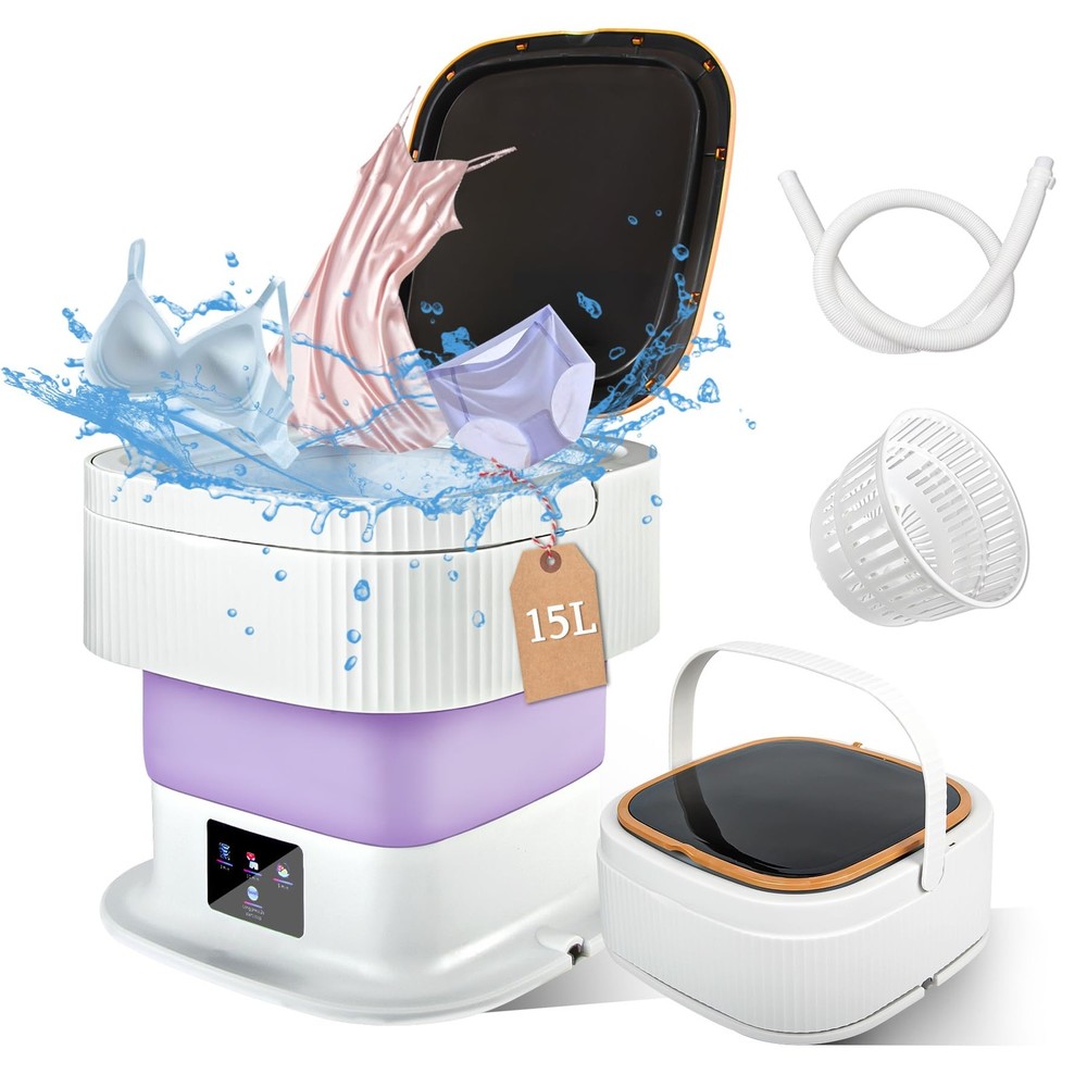 Upgraded Portable Foldable Mini Washer with 3 Cleaning Modes