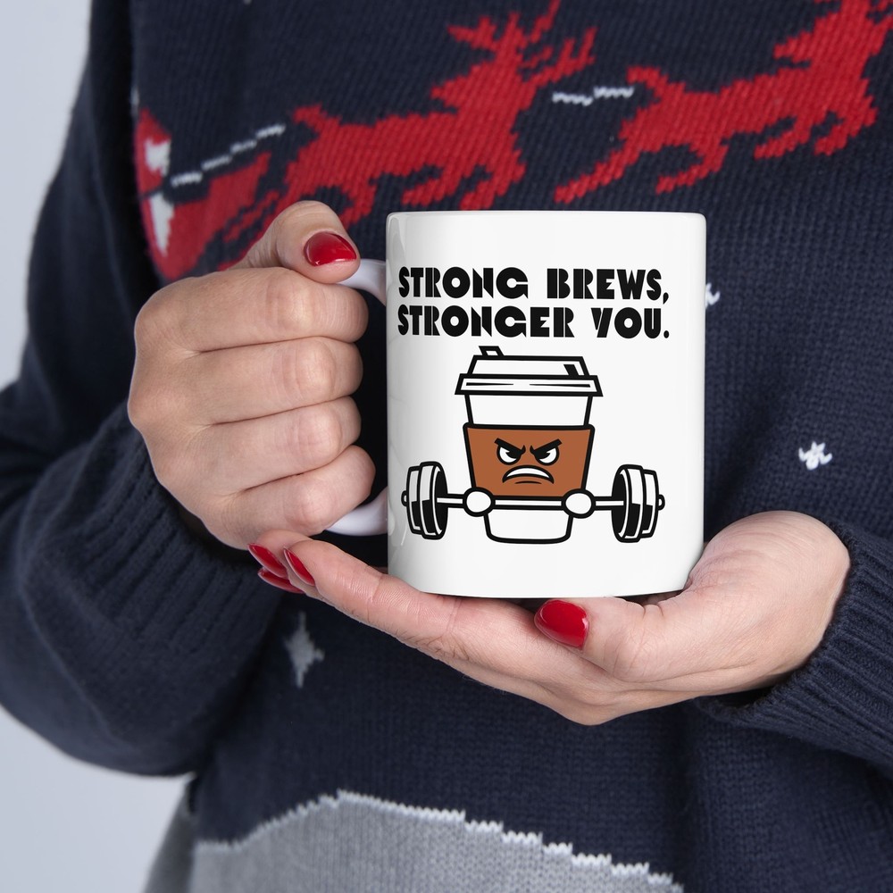 Funny Coffee Mug Strong Brew - Ceramic Mug, 11oz, 15oz, Tea Cup, Gift for Coffee