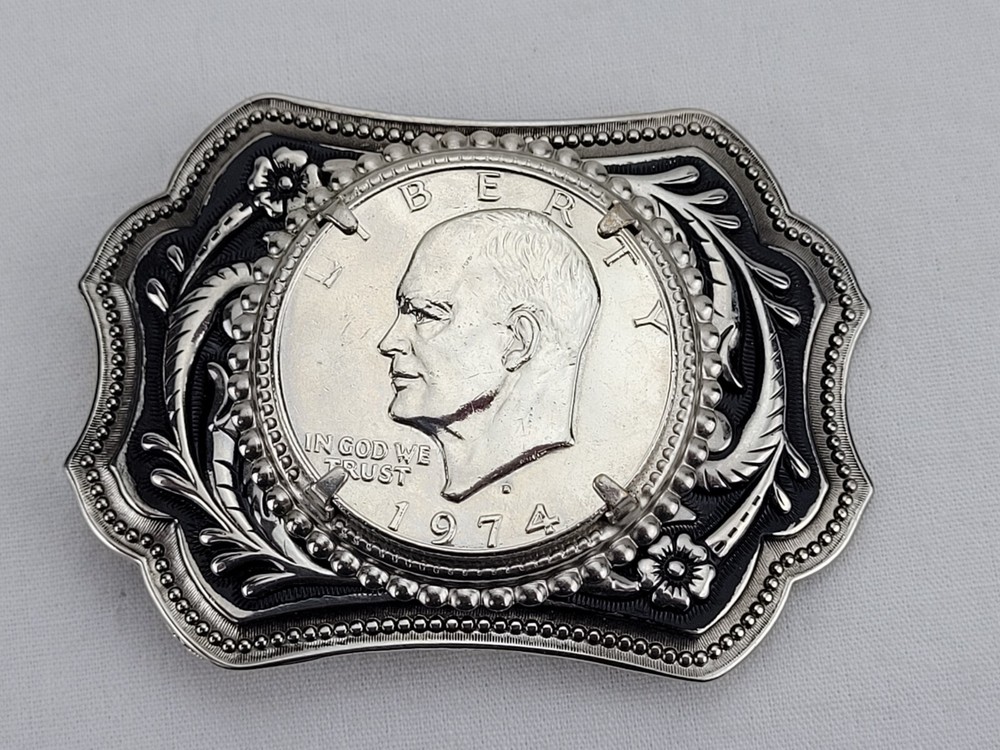 Vintage 1974 Liberty Coin Belt Buckle BB1 Silver Collectible