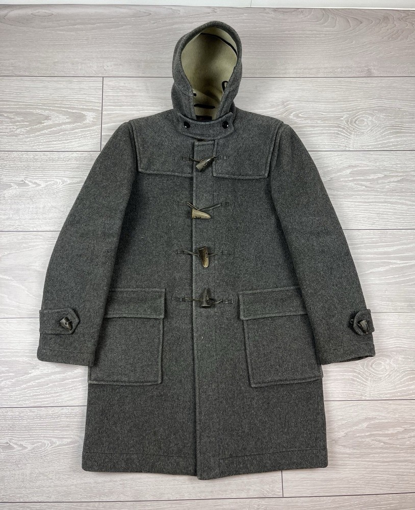 Glowerall England Vintage 80s Grey Wool Duffle Coat Mens S-M Size