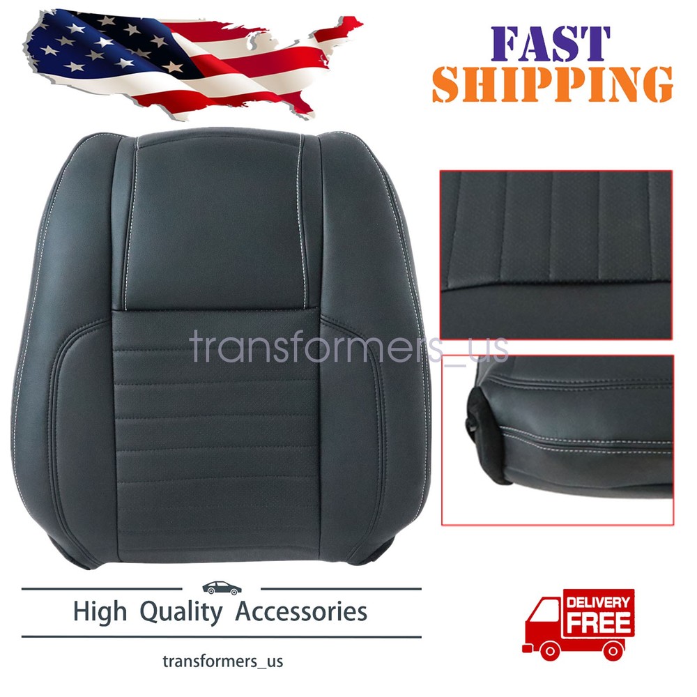 For Ford Mustang 2010-2014 Driver Lean Back Seat Cover Perforated Leather Black