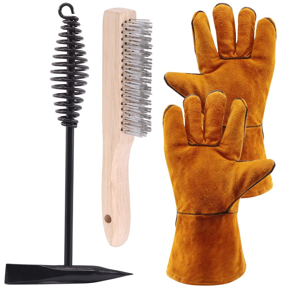 Glarks 4Pcs 10-Inch Welding Chipping Hammer Set with Spring Handle and Wire Brush