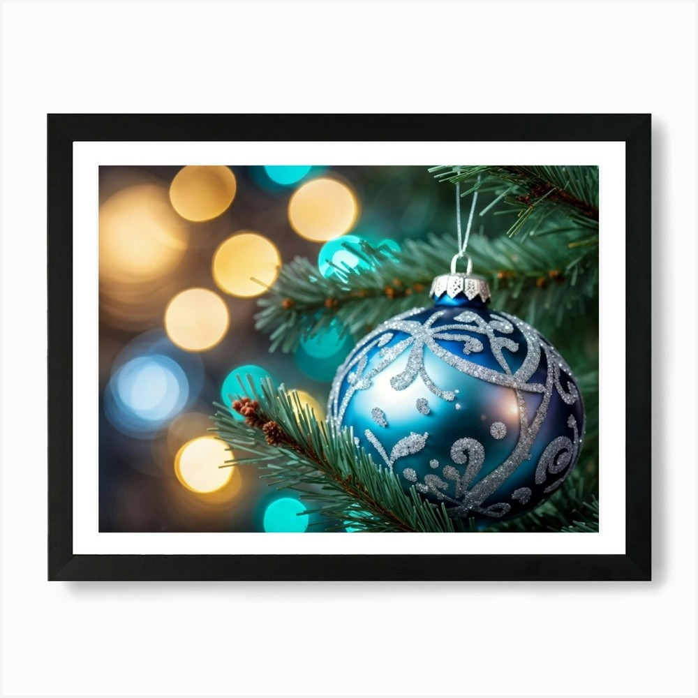 Christmas Ornament On A Christmas T Framed Wall Art Poster Canvas Print Picture