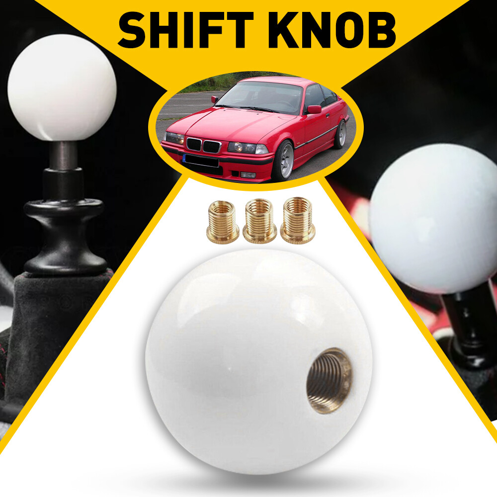 Round Ball Shape Gloss White Universal Car Gear Shift Knob Shifter Lever Acrylic